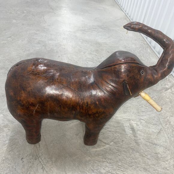 Vintage DIMITRI OMERSA Leather Elephant Abercrombie Fitch Footstool Ottoman RARE - Picture 8 of 16